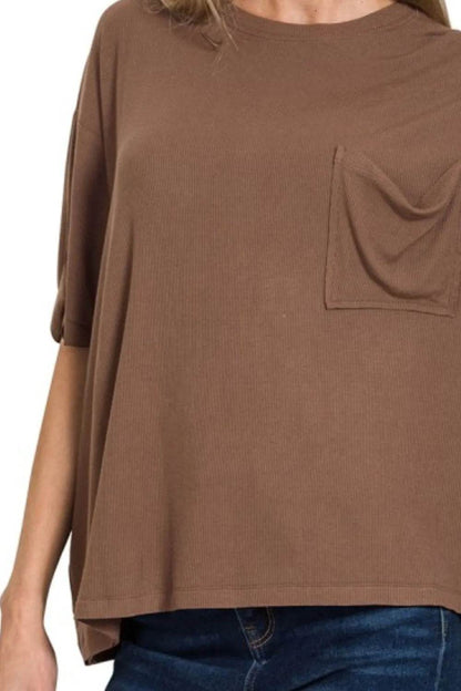 Zenana Oversized Ribbed Round Neck Short Sleeve Tee Trendsi f8989681-d6cd-4068-b23c-e815bf687cbb-Max-Origin