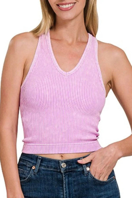 Zenana Washed Ribbed Seamless Bra Padded V-neck Tank Top Trendsi f8ac9230-98a7-440b-aa5c-93c3f628a183-Max-Origin