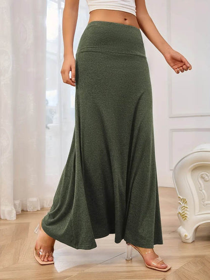 Solid Elastic Waist Maxi Skirt Trendsi f8b2f681-7bff-43f9-8b86-f2b95dc40c73-Max