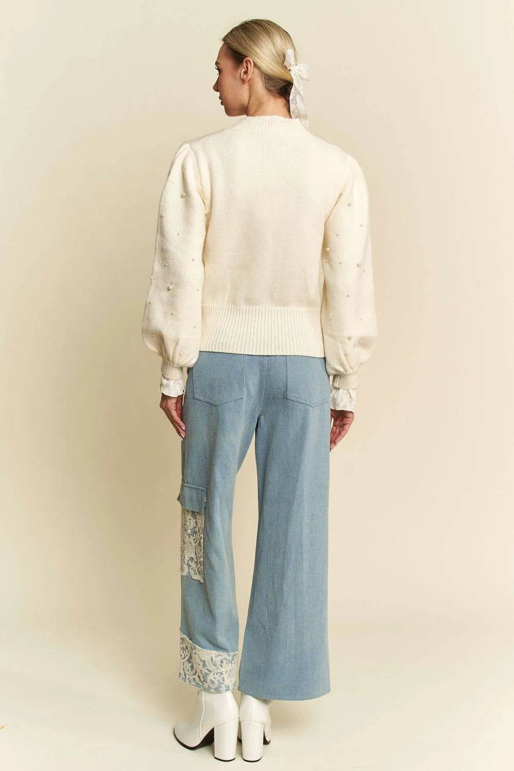 Davi & Dani Lace Applique Wide Leg Jeans Trendsi f8ee58c2-a278-4d70-bc2f-3fcf4847be6f-Max