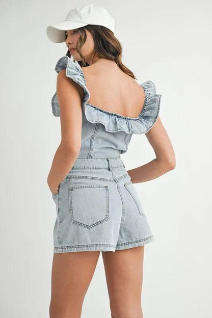 MABLE Off Shoulder Ruffle Detail Denim Romper Trendsi f9729d5ec9f445838649edb404ce95b6-Max-Origin