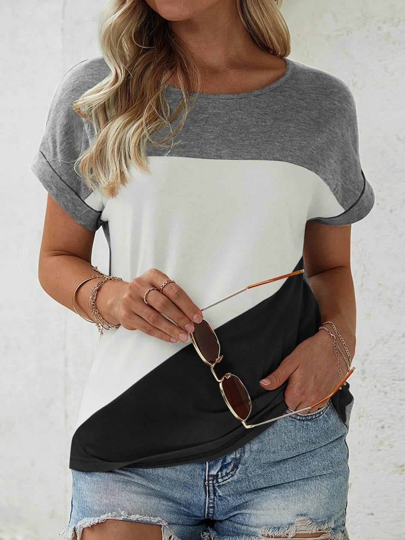 Color Block Casual T-Shirt Gray Trendsi f99f2014-a156-4492-a089-e572f5fb72a1-Max-Origin