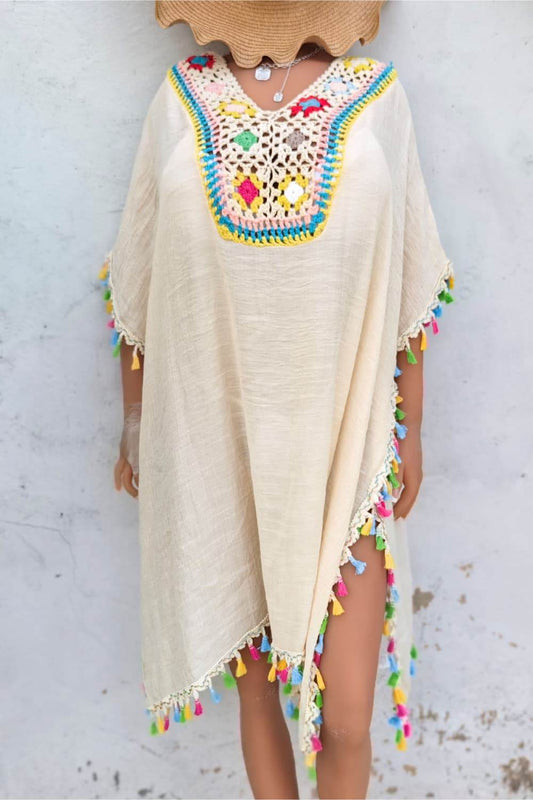 Tassel Detail Embroidery Dress Beige One Size Trendsi f9ad6e9012ea42f7a886d5c3c14e2558-Max
