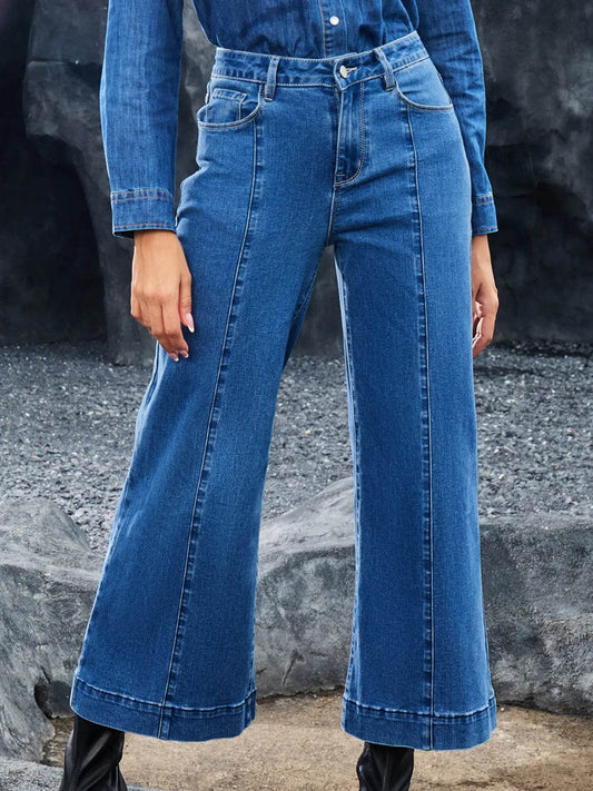 Seam Detail Flared Bottom Ankle Length Jeans Trendsi f9e5d4b455f044e99d2f70d65d1149b6-Max-Origin