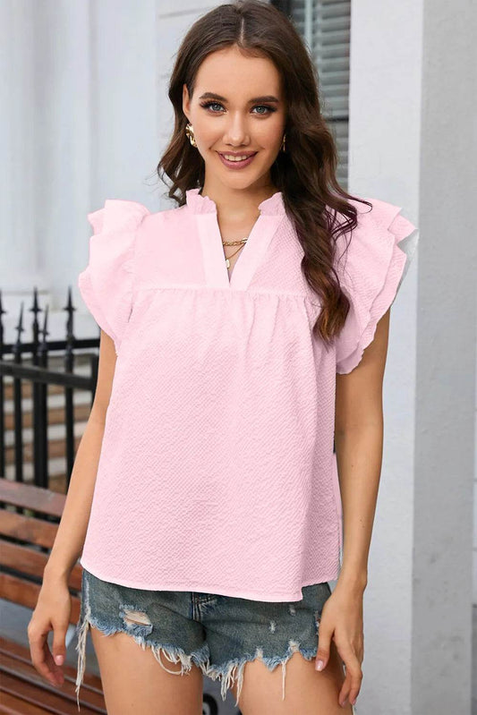 Notched Neck Butterfly Sleeve Blouse Trendsi f9fbe4ec-a033-46be-ad84-87f2d6faed08-Max