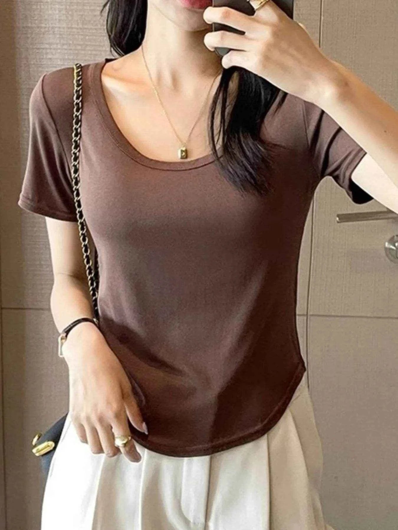 Plus Size Round Neck Short Sleeve T-Shirt Mocha Trendsi f9fef8ee-7437-48a9-8117-a386e12a05a0-Max-Origin