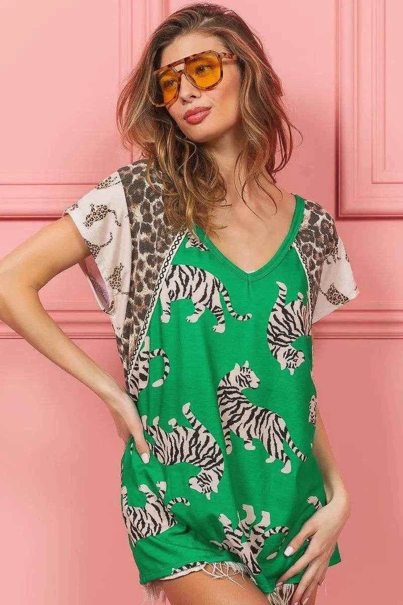 BiBi Tiger Printed Jersey Block T-Shirt with Aztec Trim Trendsi fa32d909ee6f47c2bce47c5948fe600b-Max-Origin