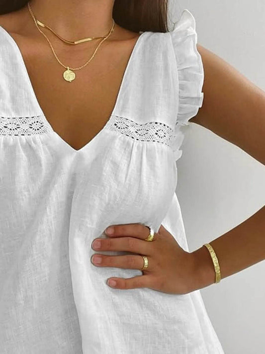 Ruffled V-Neck Top and Shorts Set Trendsi fa5f21e0-2921-47a6-8cc0-5c549e67c723-Max-Origin