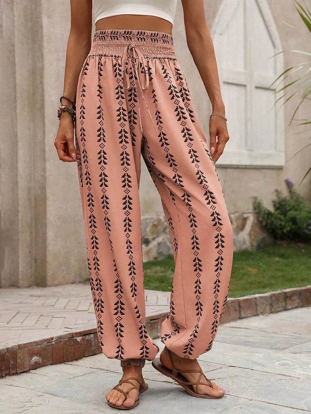 Tied Printed High Waist Pants Trendsi fa89e43d-5a87-4cac-8500-1b4325f54a31-Max