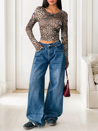 Leopard Print Long Sleeve Fitted T-Shirt Trendsi fa927ca1ae1340939e31387dba659f99-Max-Origin