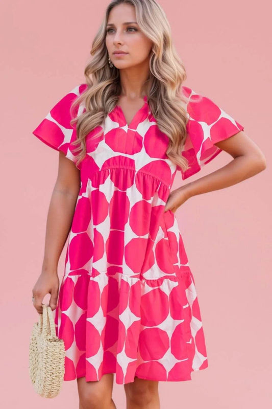 Contrast Notched Flutter Sleeve Dress Strawberry Trendsi fa97bbbf-38ab-4ee9-8ed6-3d8e68edebe4-Max-Origin