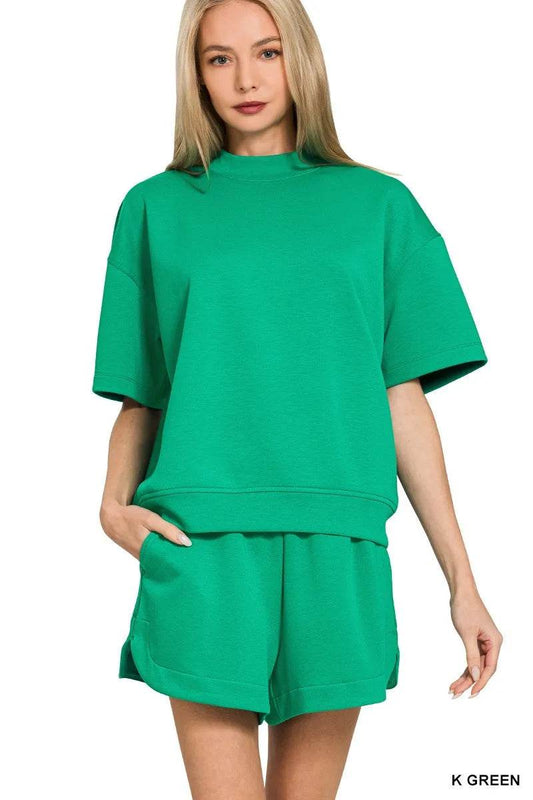 Zenana Scuba Short Sleeve T-Shirt and Shorts Set K GREEN Trendsi fad6e437e2f648c19988dc2cdf23fa71-Max-Origin
