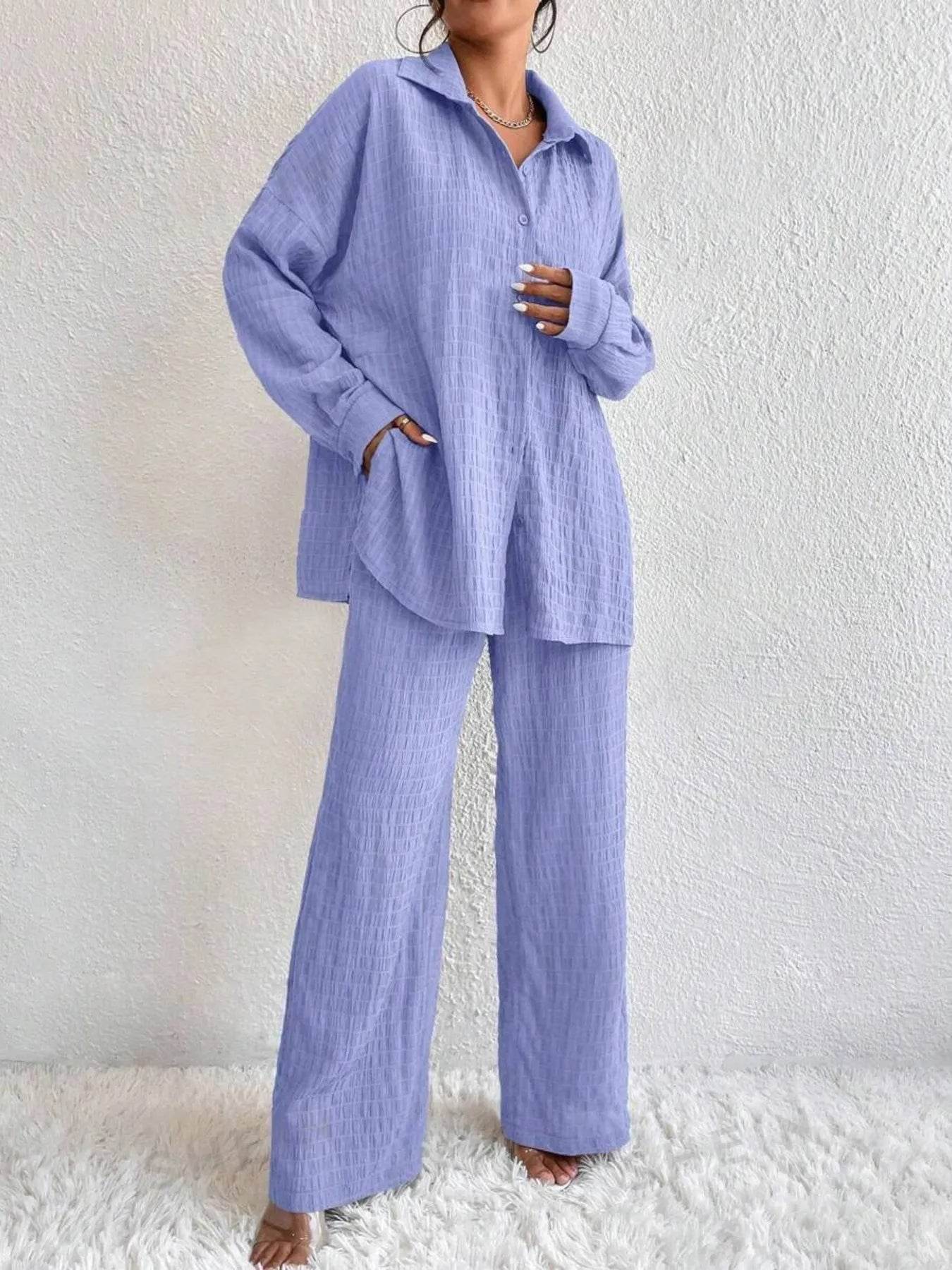 Button Up Long Sleeve Shirt and Pants Set Trendsi fb205e3e12ce4e419dffaeaf02f6c3bd-Max-Origin