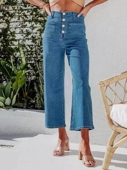 Button Fly Cropped Jeans with Pockets Trendsi fb441189-2fee-4d01-a37a-fe2f43b4317d-Max