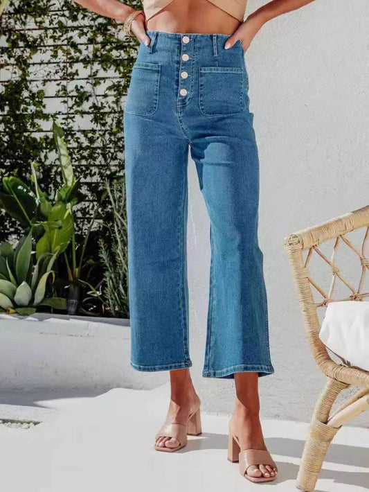 Button Fly Cropped Jeans with Pockets Trendsi fb441189-2fee-4d01-a37a-fe2f43b4317d-Max