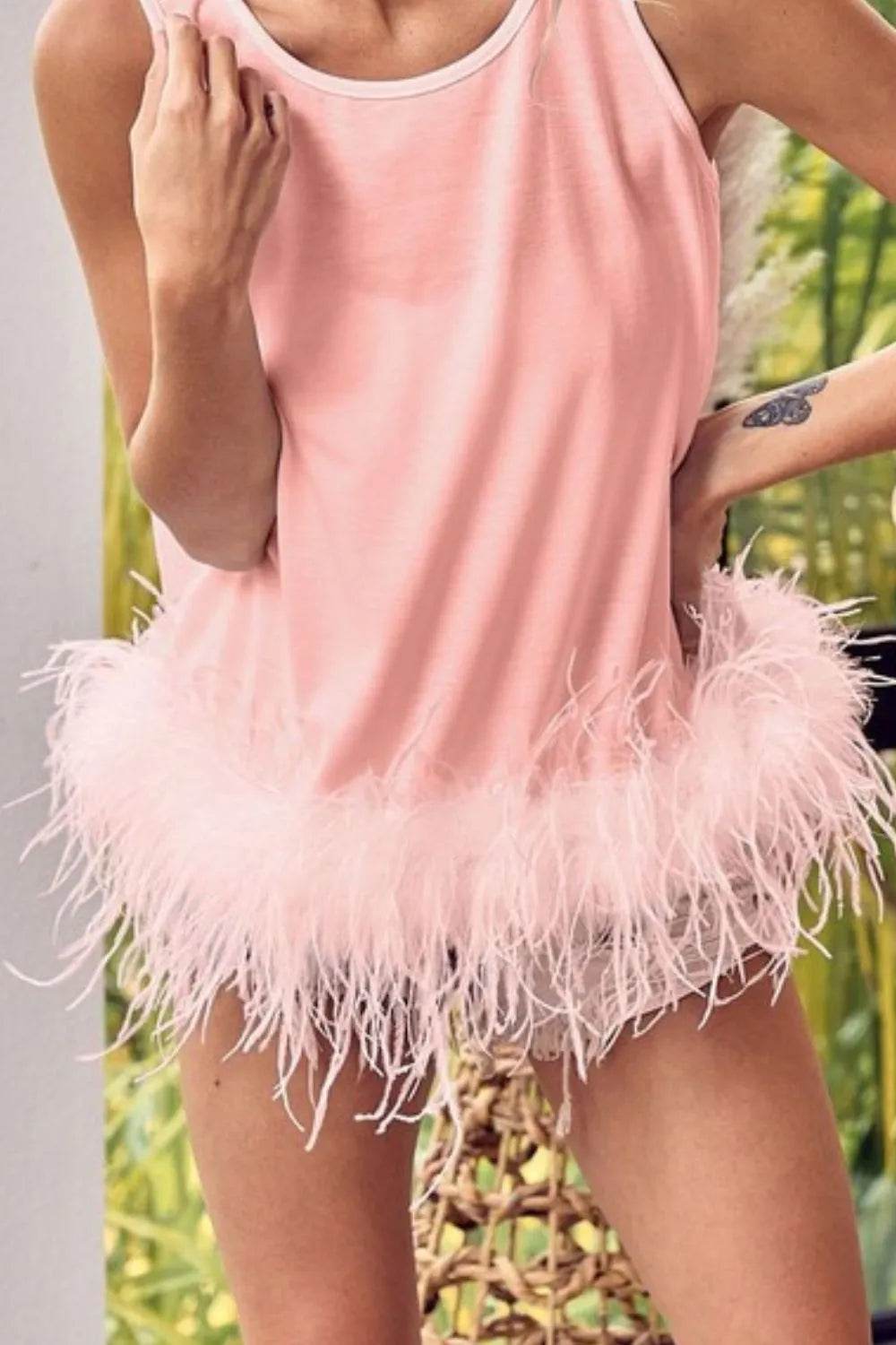 BiBi French Terry Faux Feather Bottom Back Tied Top Trendsi fb531cfe-29c4-4561-92f1-9745559b9cf9-Max-Origin