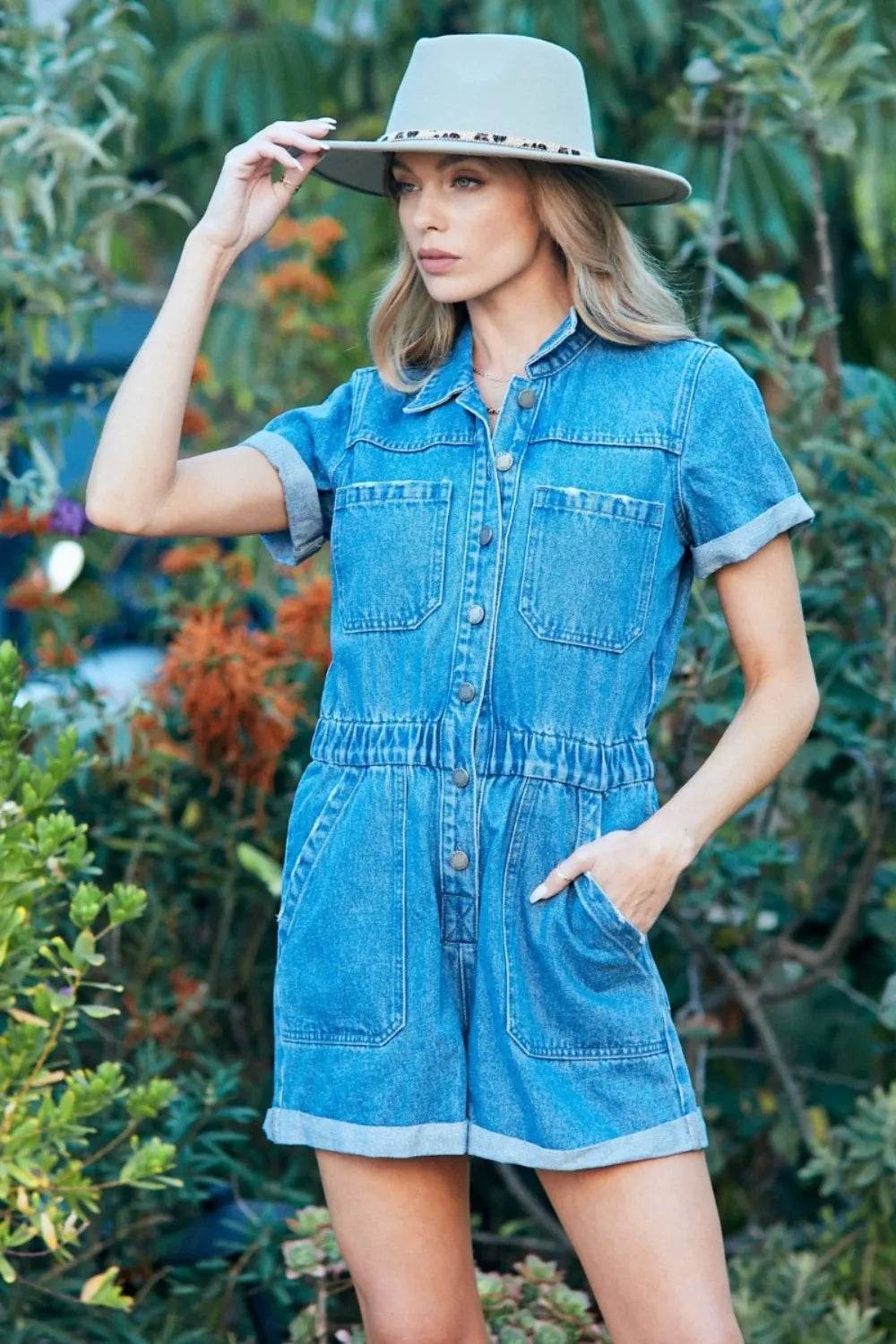 Veveret Elastic Waistband Denim Romper Trendsi fbc5ad58-b58c-4d1a-bc53-fe7d362d391e-Max