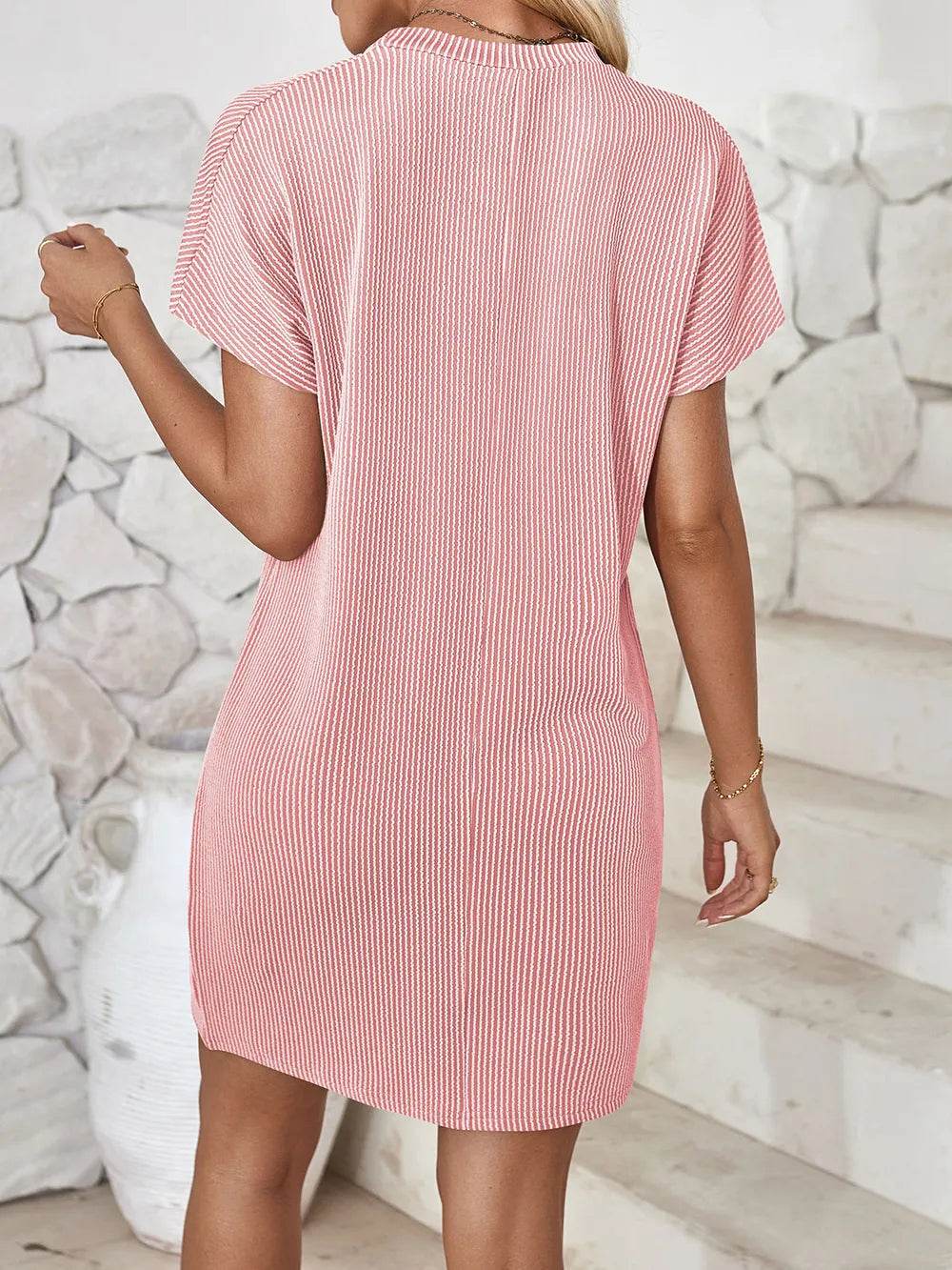 Lovelet Round Neck Short Sleeve Mini Dress Blush Pink Trendsi fc1d89ca-27ab-42b0-bea5-43555c3c8f41-Max