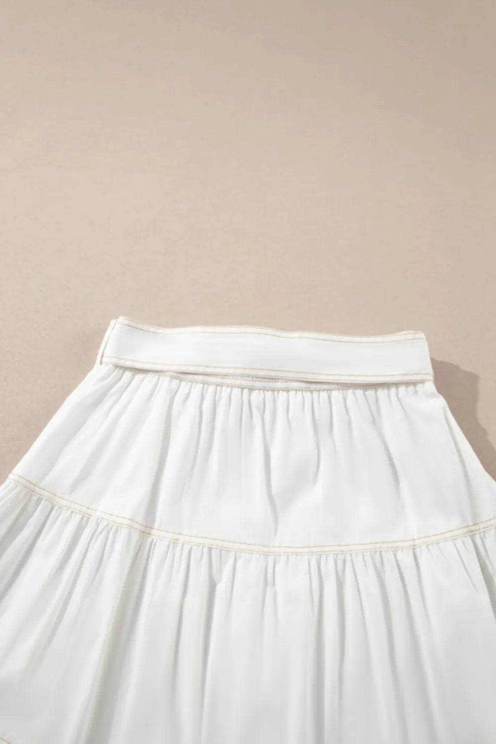 Contrast Stitching Trim Knotted High Waist A-Line Mini Skirt Trendsi fc33f26b-3f90-4d44-bbd2-66e26c686635-Max