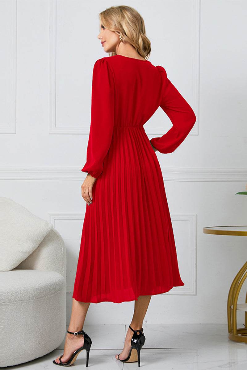 V-Neck Long Sleeve Tie Waist Midi Dress Trendsi fc36ebadbe17492b97292b1fb3276421-Max