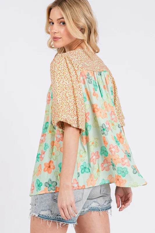 SAGE+FIG Button Down Bubble Sleeves Shirt Trendsi fc474300-8440-4e72-91dc-eaf2c36f02bc-Max