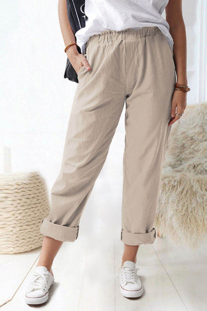 Shiny Paperbag Waist Pull-On Pants with Pockets Trendsi fc6ed0c202b2433f9ffc6d7573238e40-Max