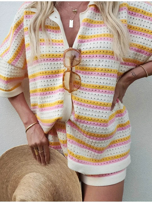 Colorful Striped Button Up Top and Shorts Sweater Set Trendsi fc7e174685414729b170128de353cb76-Max-Origin