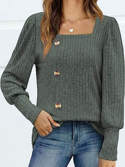 Decorative Button Square Neck Top Sage Trendsi fc95c795d17f40cba81425a3618debcf-Max