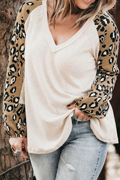 Plus Size Leopard V-Neck Raglan Sleeve Blouse Trendsi fccb7fad5ddb4bb89c387c4ff61c3fd7-Max