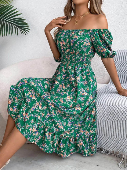 Ruffled Hem Floral Puff Sleeve Dress Dark Green Trendsi fcf60670-4d3d-4c76-9ced-001738e49bf6-Max-Origin