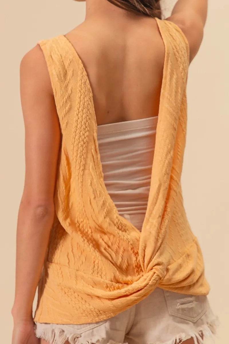 BiBi Textured Sweather Knit Twist Back Sleeveless Top Trendsi fd084b13845f458cbee540be2ae6b8c5-Max-Origin