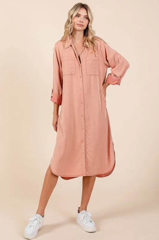 Mittoshop Button Down Long Sleeve Shirt Dress Burnt Coral Trendsi fd090a65-ea2f-4620-9914-67e80b198d4d-Max