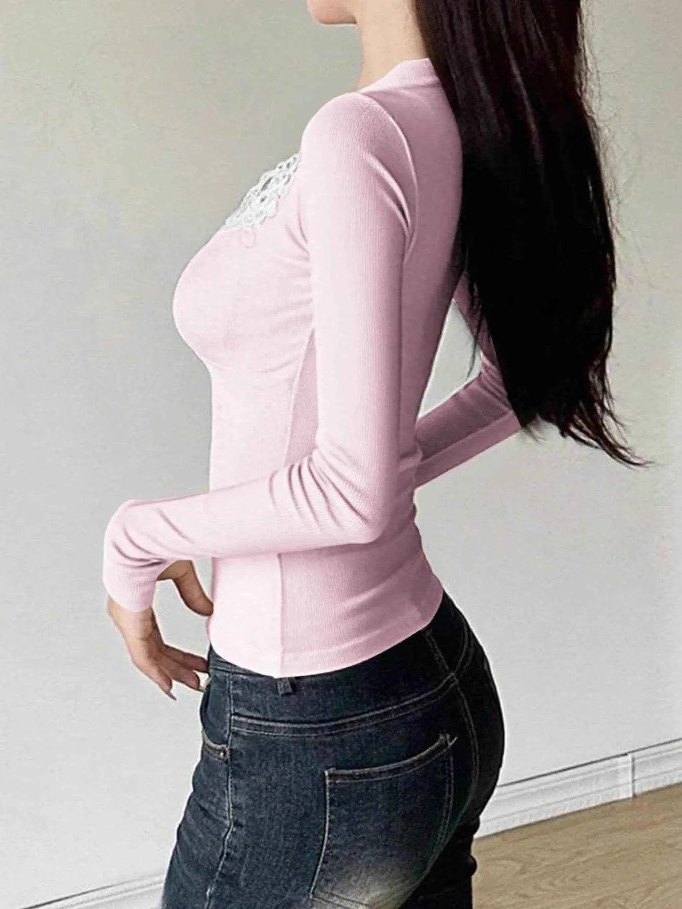 Lace Trim Long Sleeve T-Shirt Trendsi fd1be9f0319f470497dc8339cdc45306-Max-Origin