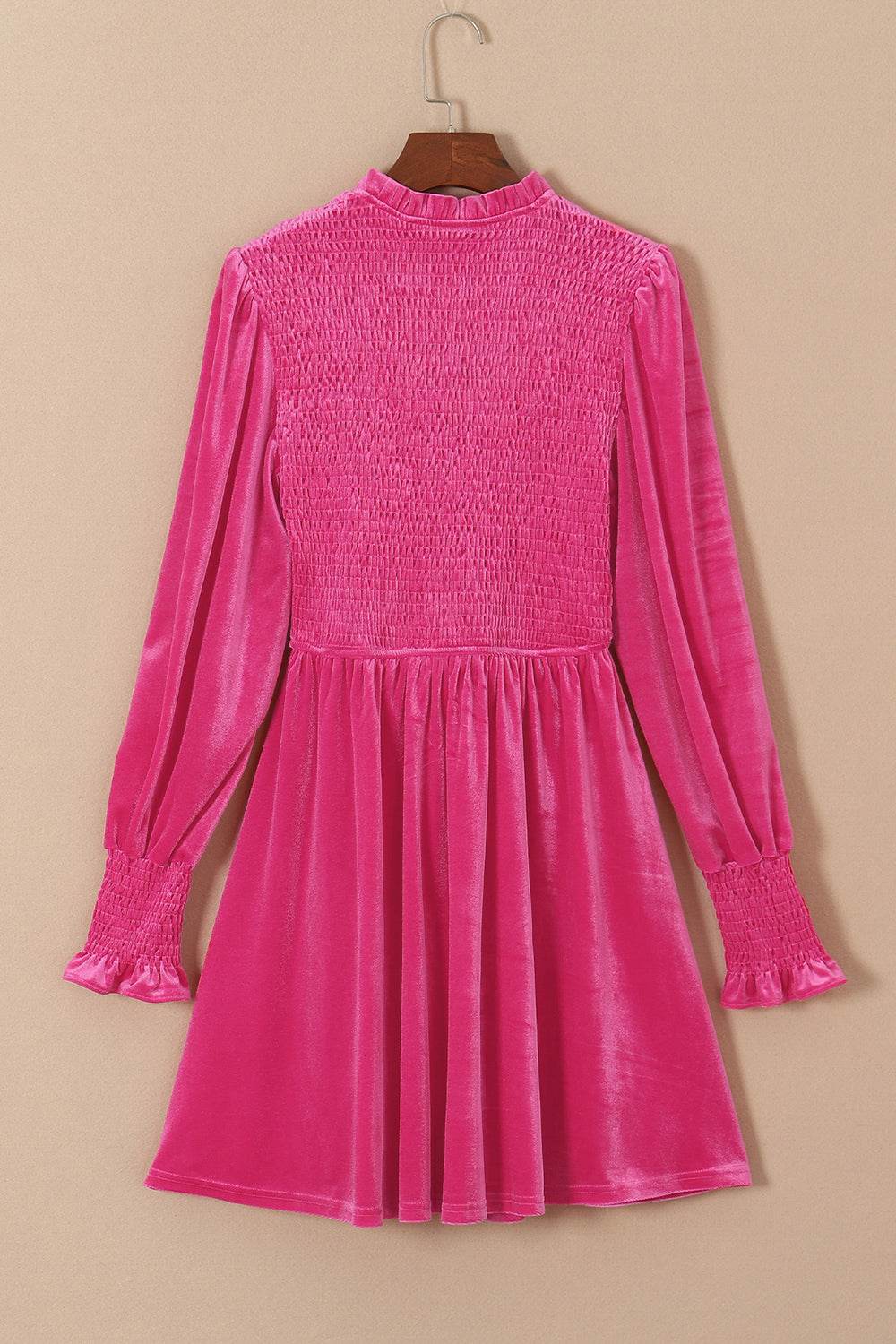 Smocked Round Neck Long Sleeve Dress Trendsi fd2acab4c042400e8315242d78291176-Max