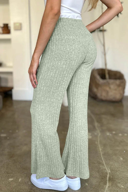 FAM-FAM Ribbed High Waist Flare Pants Trendsi fd2bdd87-3381-44de-86f8-5fd451048b6e-Max