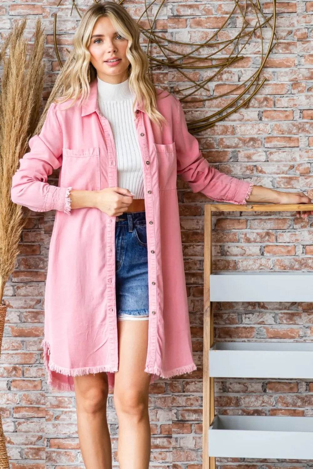 Veveret Button-Up Shirt Dress PINK Trendsi fd45d17f-efef-483a-967c-bb4b298245a1-Max