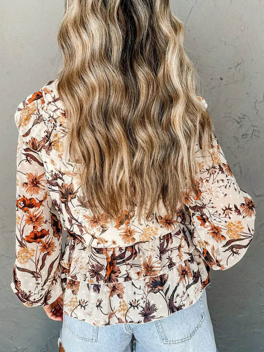 Drawstring Floral Lantern Sleeve Blouse Trendsi fda19547be514f52a7a5e40b5f18cd33-Max