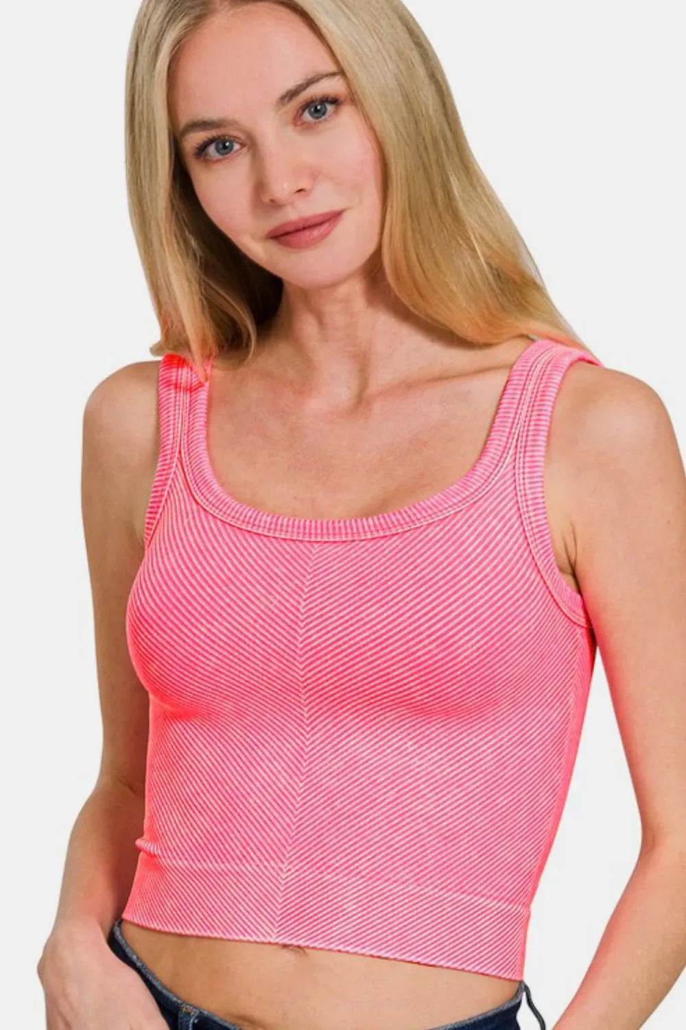 Zenana Washed Ribbed Scoop Neck Wide Strap Tank N Coral Fuchsia Trendsi fdbcda07-89db-47a2-b96f-7f847335527f-Max