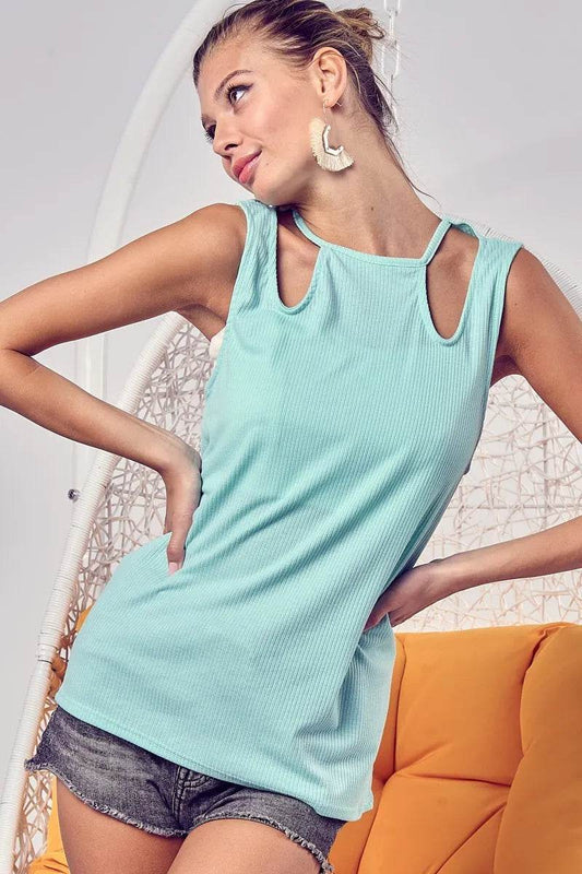 BiBi Rib Knit Shoulder Cut Out Detaied Top MINT Trendsi fdc003897500436e91eea1c7140e57fb-Max-Origin