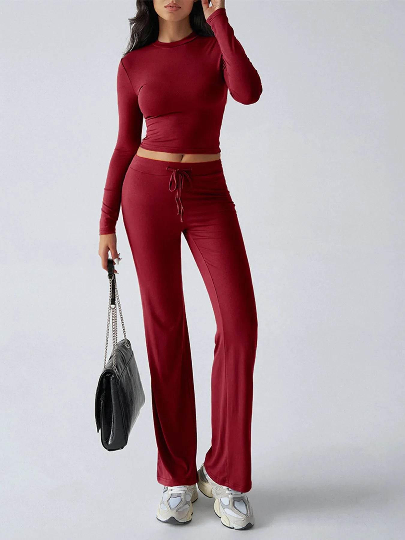 Round Neck Long Sleeve Top and Pants Set Burgundy Trendsi fdd6d9e0573b4299a59103c5d4deccbf-Max-Origin
