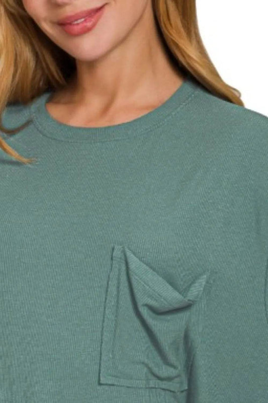Zenana Oversized Ribbed Round Neck Short Sleeve Tee Trendsi fe36f1b5-d84d-415e-b047-55072a3696b2-Max-Origin