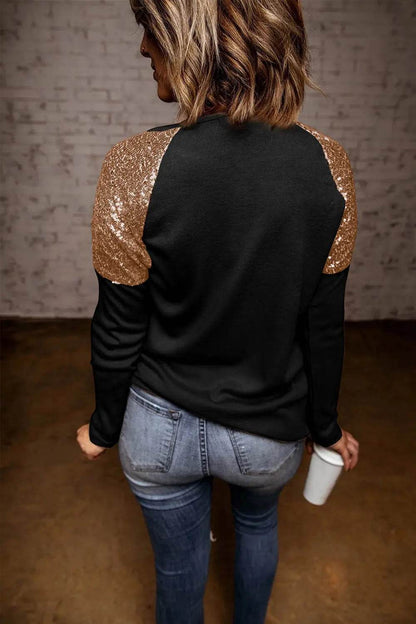 Santa Sequin Long Sleeve Round Neck Top Trendsi fe3cab51693b4edc883191918c0a0c73-Max