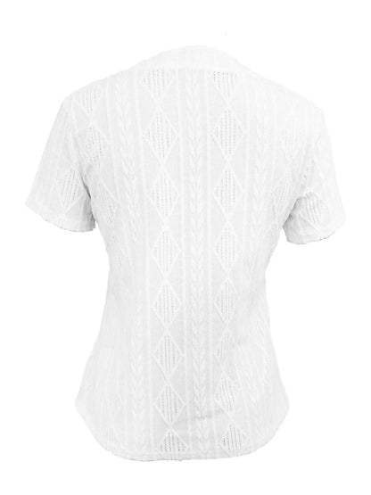 Textured Notched Short Sleeve Blouse Trendsi fea75a2e868e4922906e39f02ddc26e2-Max-Origin