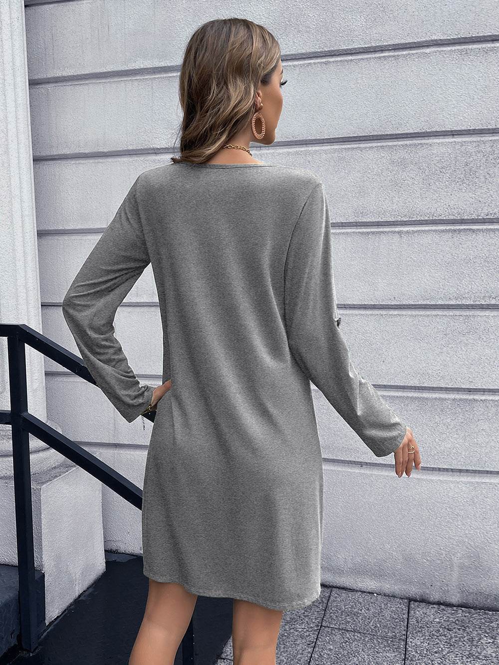 Ivy Lane Button Down V-Neck Mini Dress Trendsi fefbb745aa6b490fa9abc42e60235116-Max