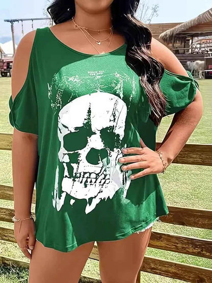 Plus Size Skeleton Graphic Round Neck Cold Shoulder T-Shirt Trendsi ff212f8e-44db-4700-9ba6-2afe5f509227-Max