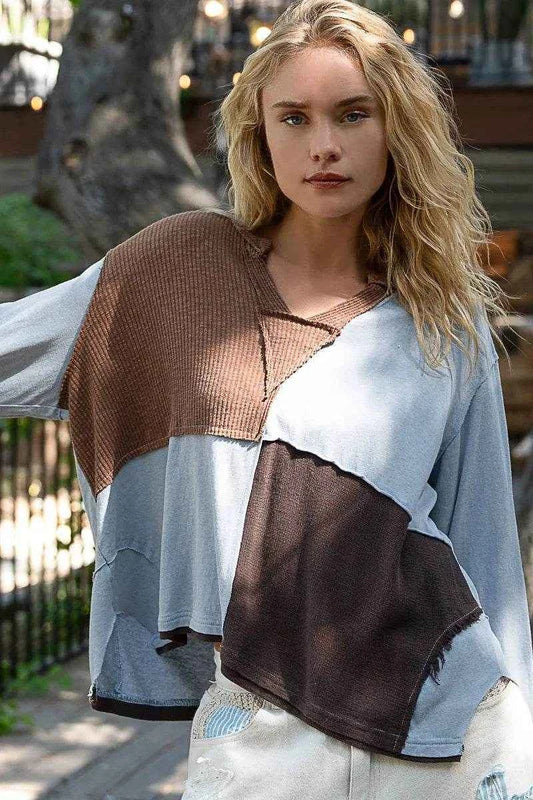 POL Color Block Notched Long Sleeve T-Shirt Light Blue Trendsi ff4fe593-ae61-4025-946d-b303dbd8ce08-Max-Origin