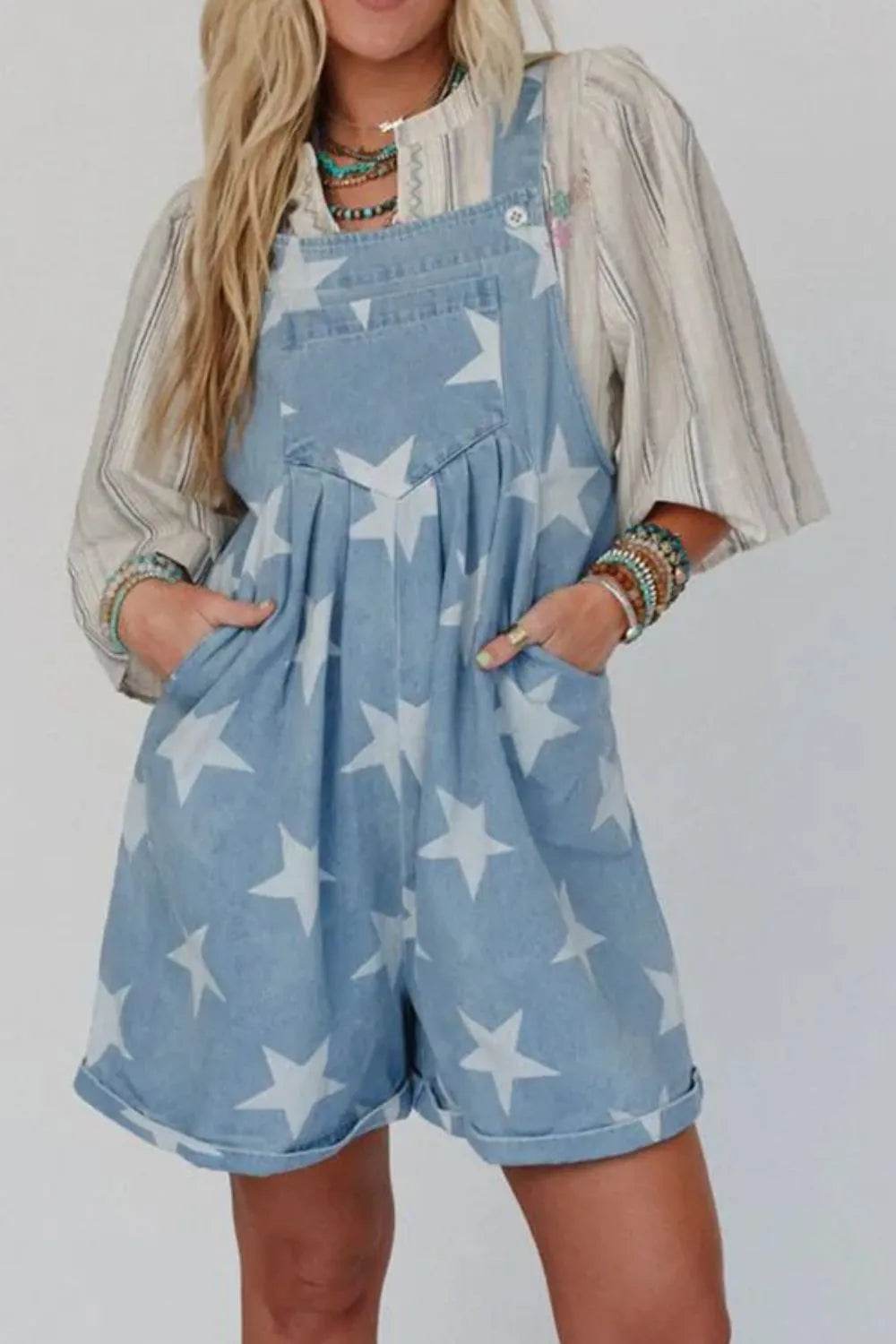 Star Print Square Neck Denim Overalls Trendsi ff64bb76-48e0-4565-94d4-39dec3a8d136-Max