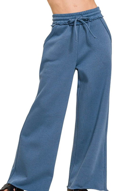 Zenana Fleece Exposed Seam Wide Leg Sweatpants DUSTY BLUE Trendsi ff815974-009c-492f-b725-2fce325b6b37-Max-Origin