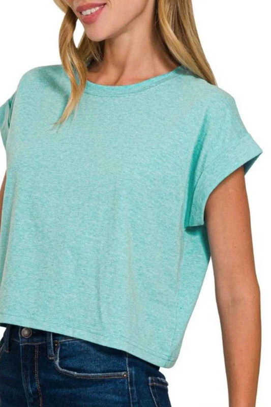 Zenana Rolled Sleeve Crop T-Shirt Trendsi ff872d0e-32cb-4aba-915c-961c6e85db44-Max-Origin