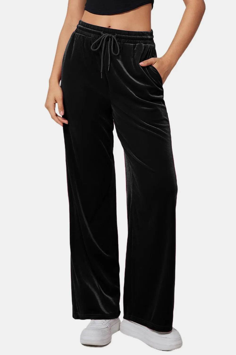 Drawstring Elastic Waist Straight Leg Pants Black Trendsi ff890f47-efbe-4797-a6c1-c969945bf28c-Max